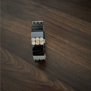 Anthropology Black and Gold Bracelet with White Accents
